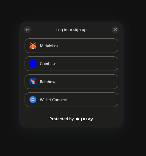 Wallet selection modal